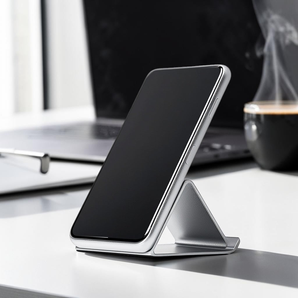 Blnzk Desktop Phone Stand - Premium Aluminum Foldable Holder - Adjustable Ergonomic Stand for iPhone, Android & iPad - Sturdy Metal Design